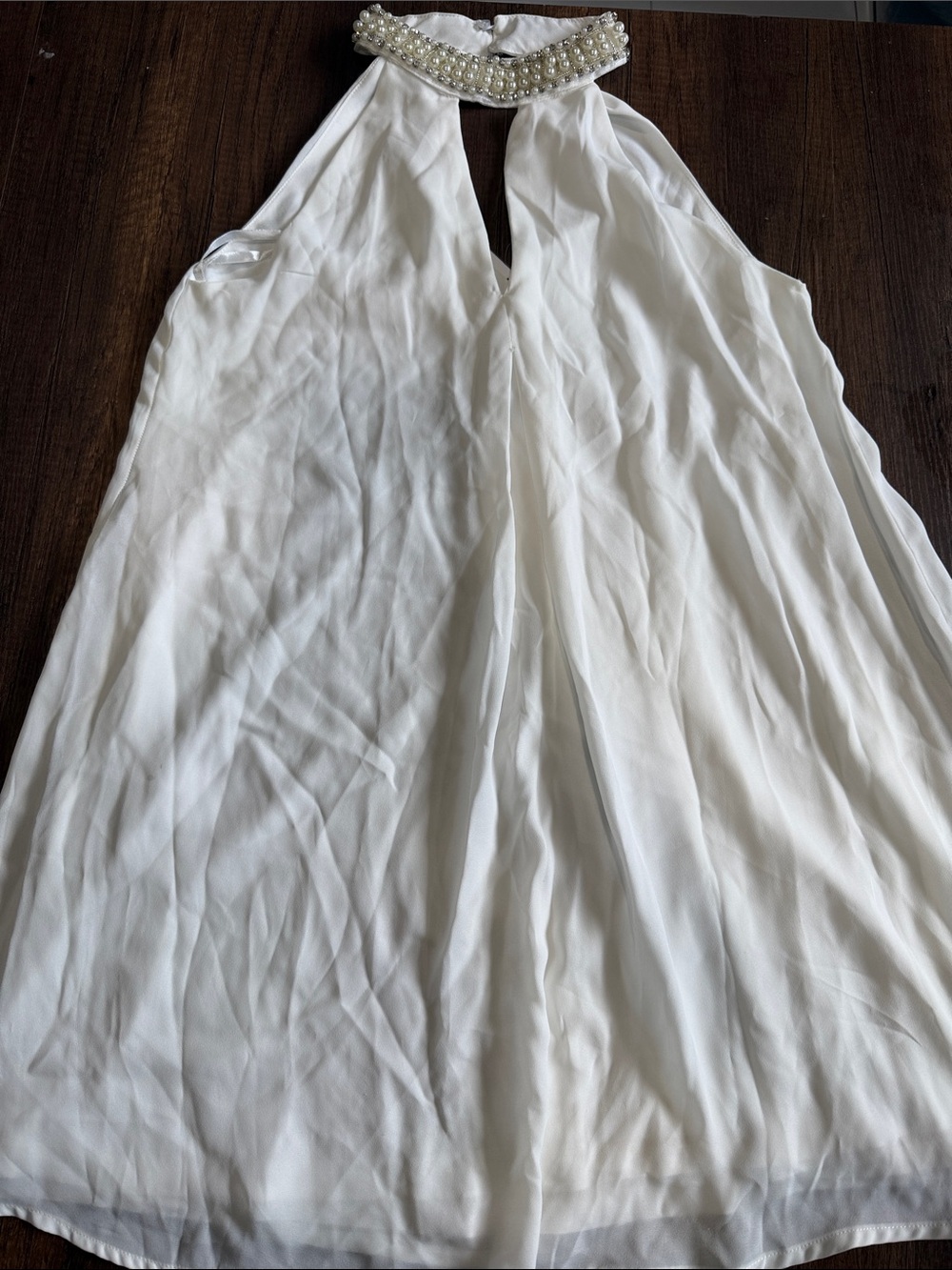 Love Riche White Pearl-Trim Midi Dress. CAJA # 1 F